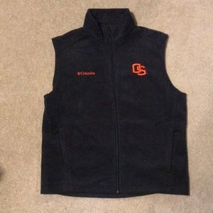 Columbia Oregon State Polyester Vest Mens Large Excellent zip up black